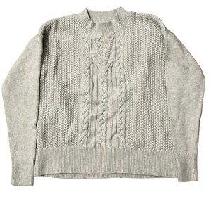 Banana Republic Women’s Light Gray Cable Crewneck Sweater